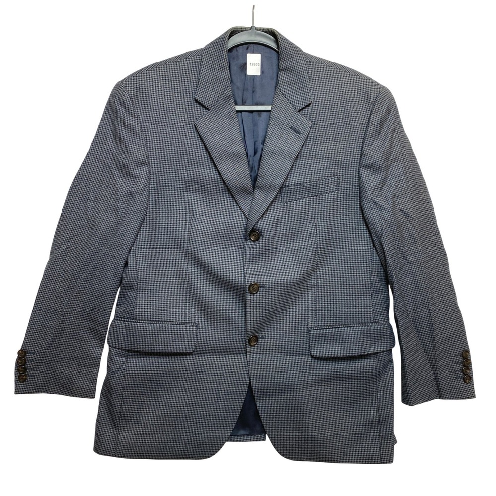 Ralph Lauren Blazer Mens 42R Blue Houndstooth 3-Button Wool Sport Coat